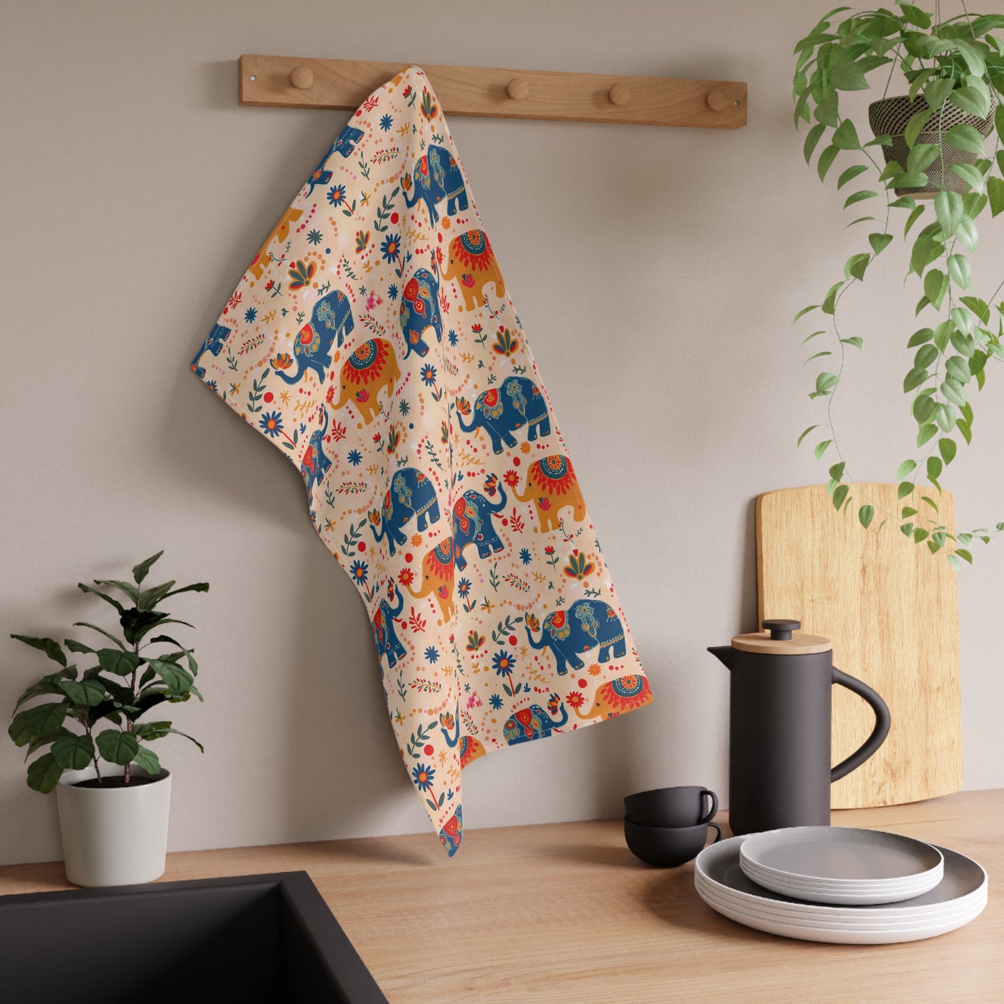 TEA TOWEL Happy Elephant