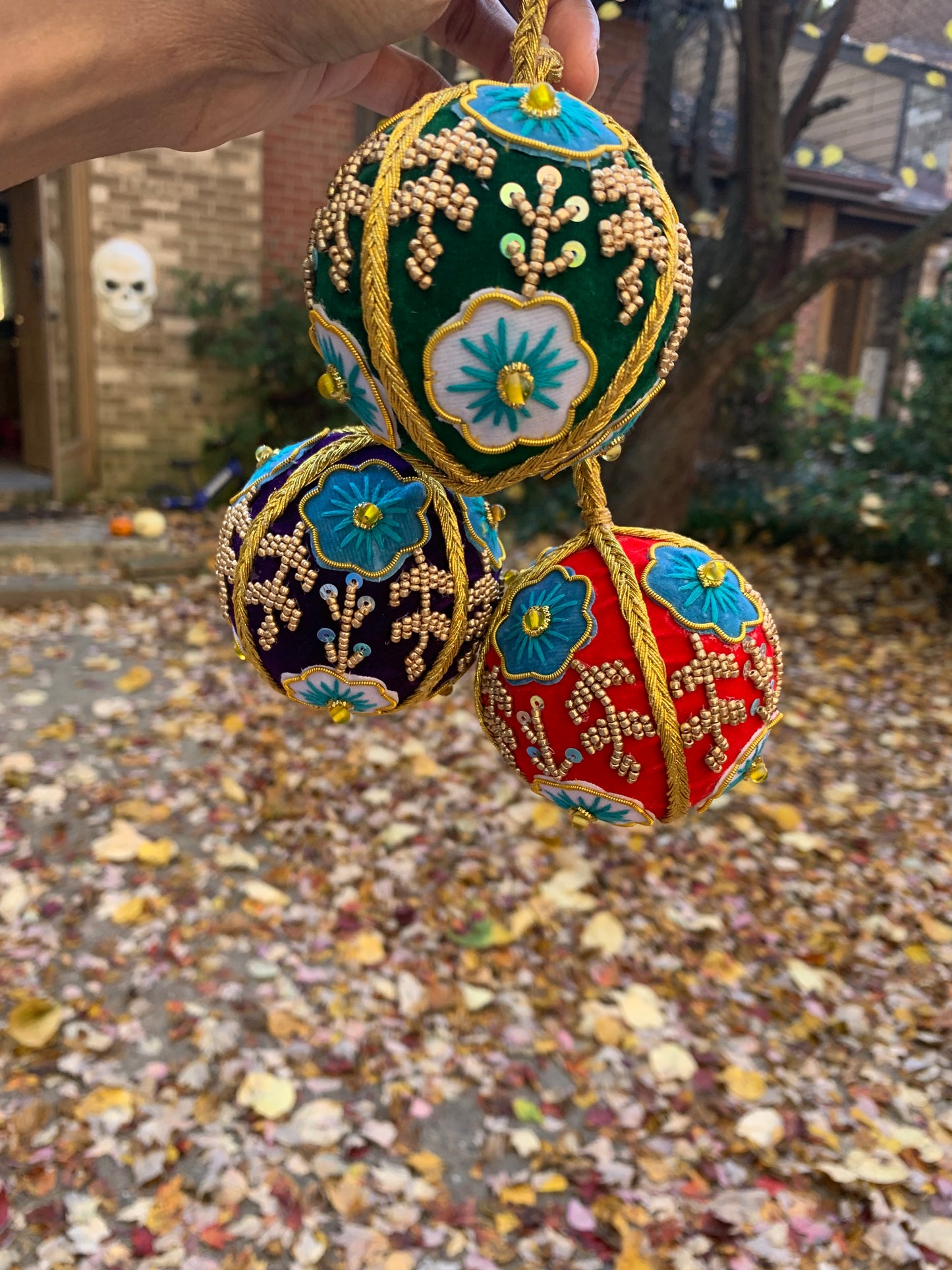 Zardozi Ball Ornaments - Set of 3