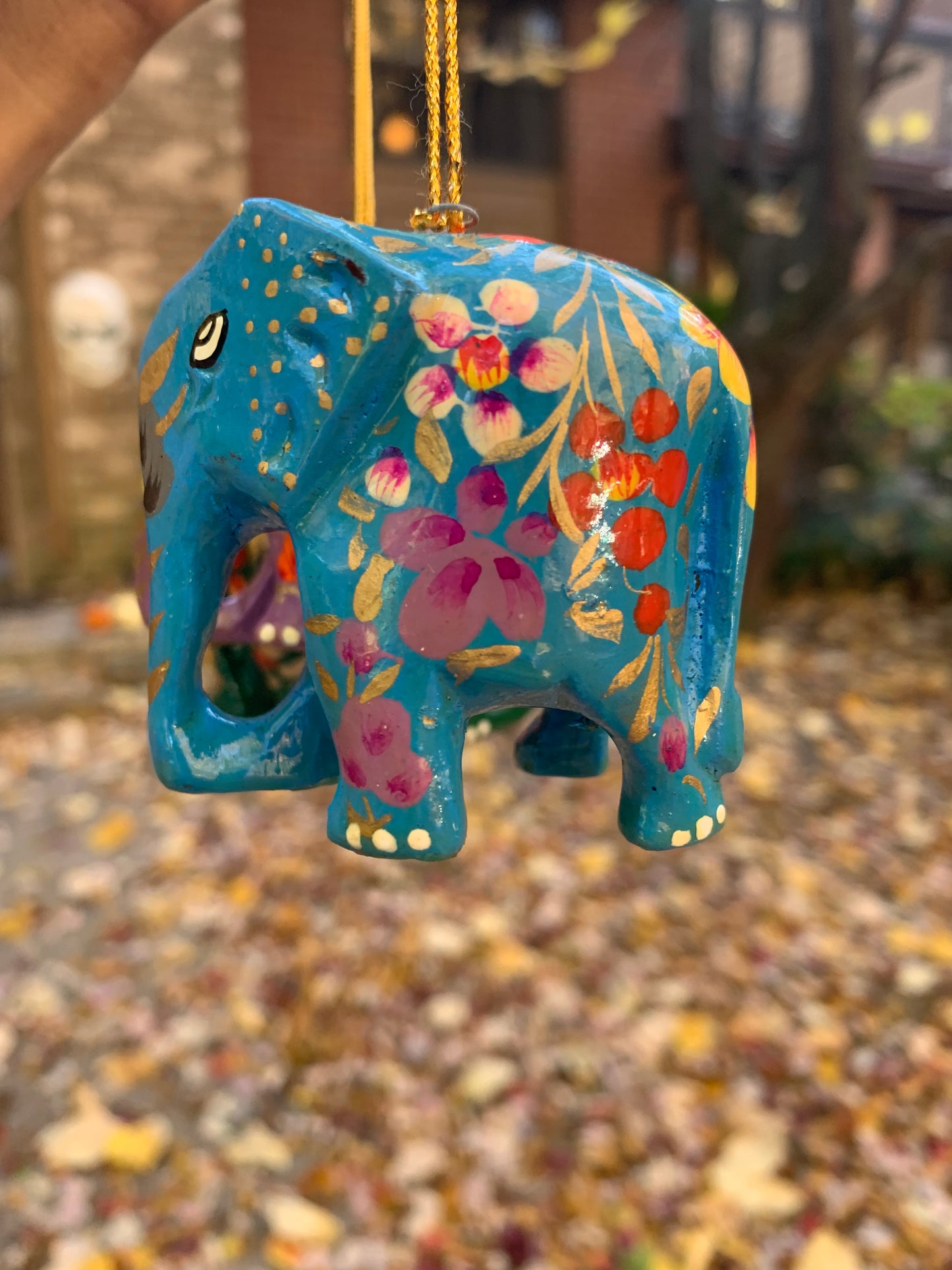 Hand-Painted Kashmiri Elephants Christmas Ornaments