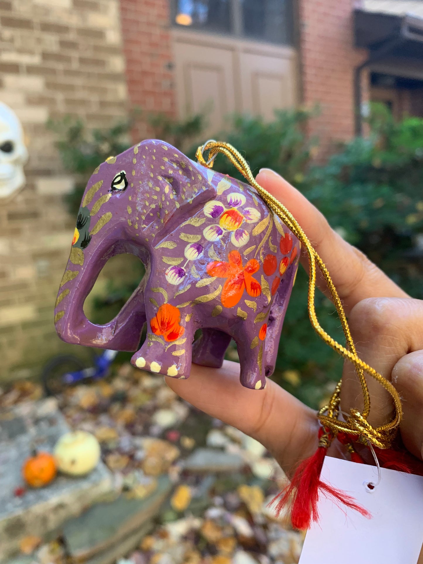 Hand-Painted Kashmiri Elephants Christmas Ornaments
