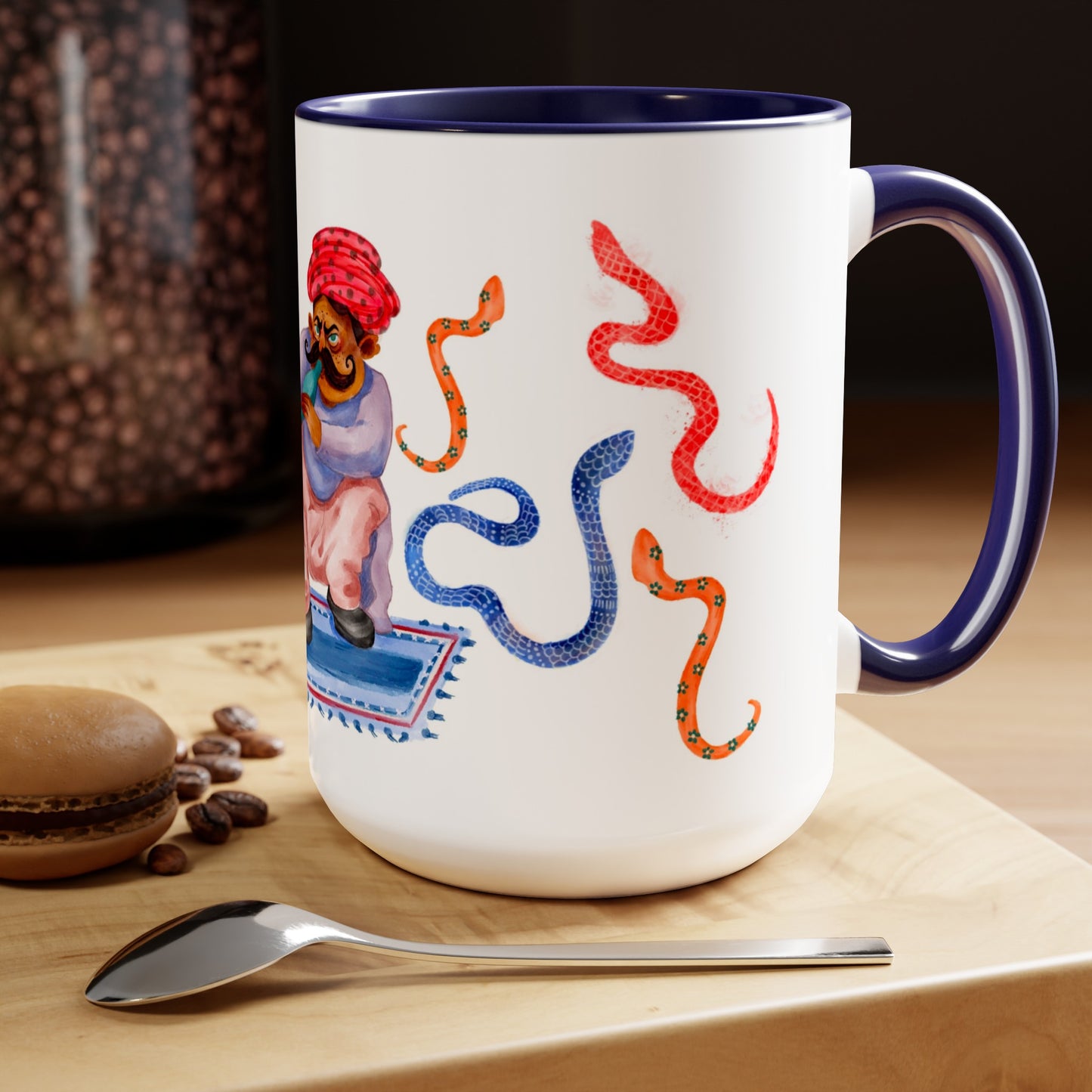 Two-Tone Coffee Mugs, 15oz, Snake Charmer