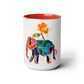 Two-Tone Coffee Mugs, 15oz, Kirigami Elephant Flower