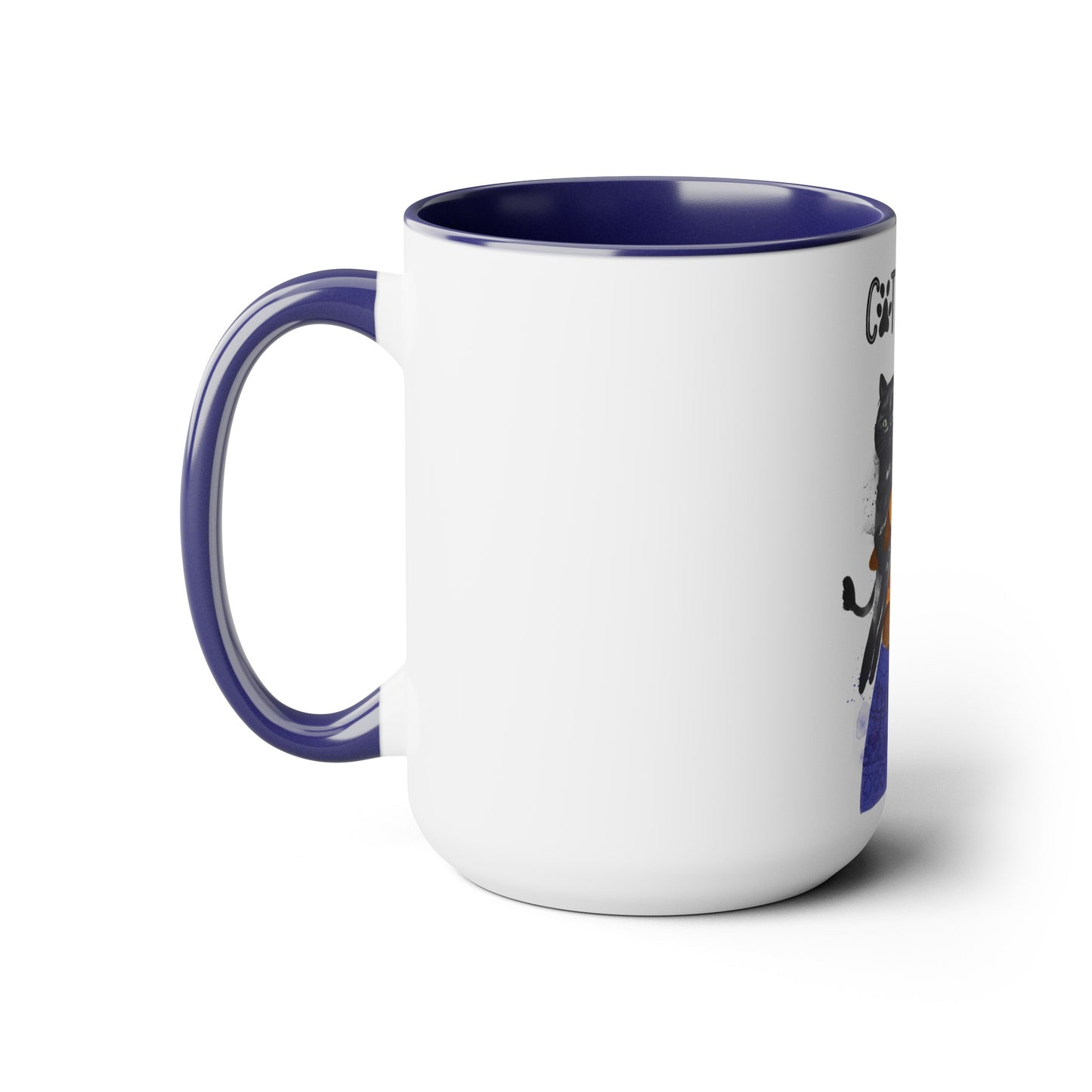 Two-Tone Coffee Mugs, 15oz, Cat Mom