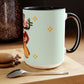Two-Tone Coffee Mugs, 15oz, Stache Beats
