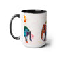 Two-Tone Coffee Mugs, 15oz, Kirigami Elephant Flower