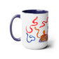 Two-Tone Coffee Mugs, 15oz, Snake Charmer