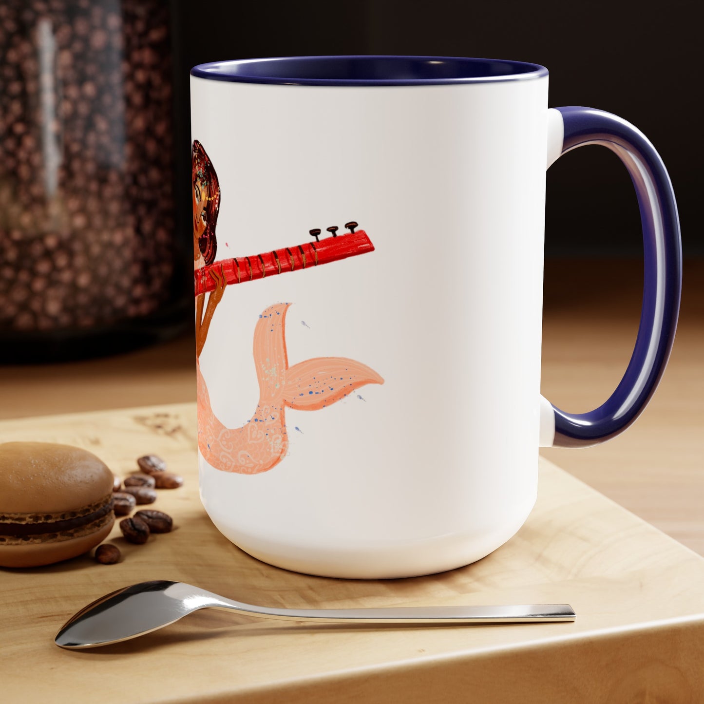 Two-Tone Coffee Mugs, 15oz, Indian Mermaid