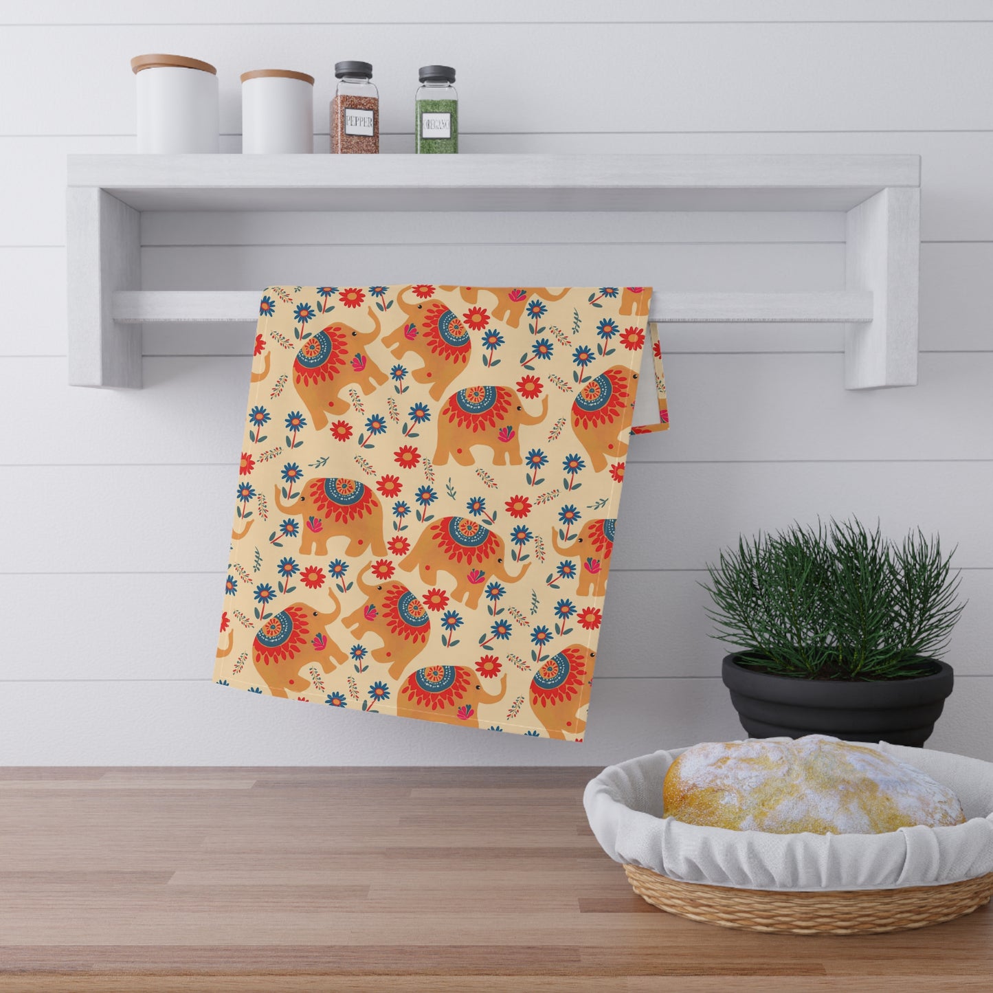 Happy Elephants Kitchen Towel