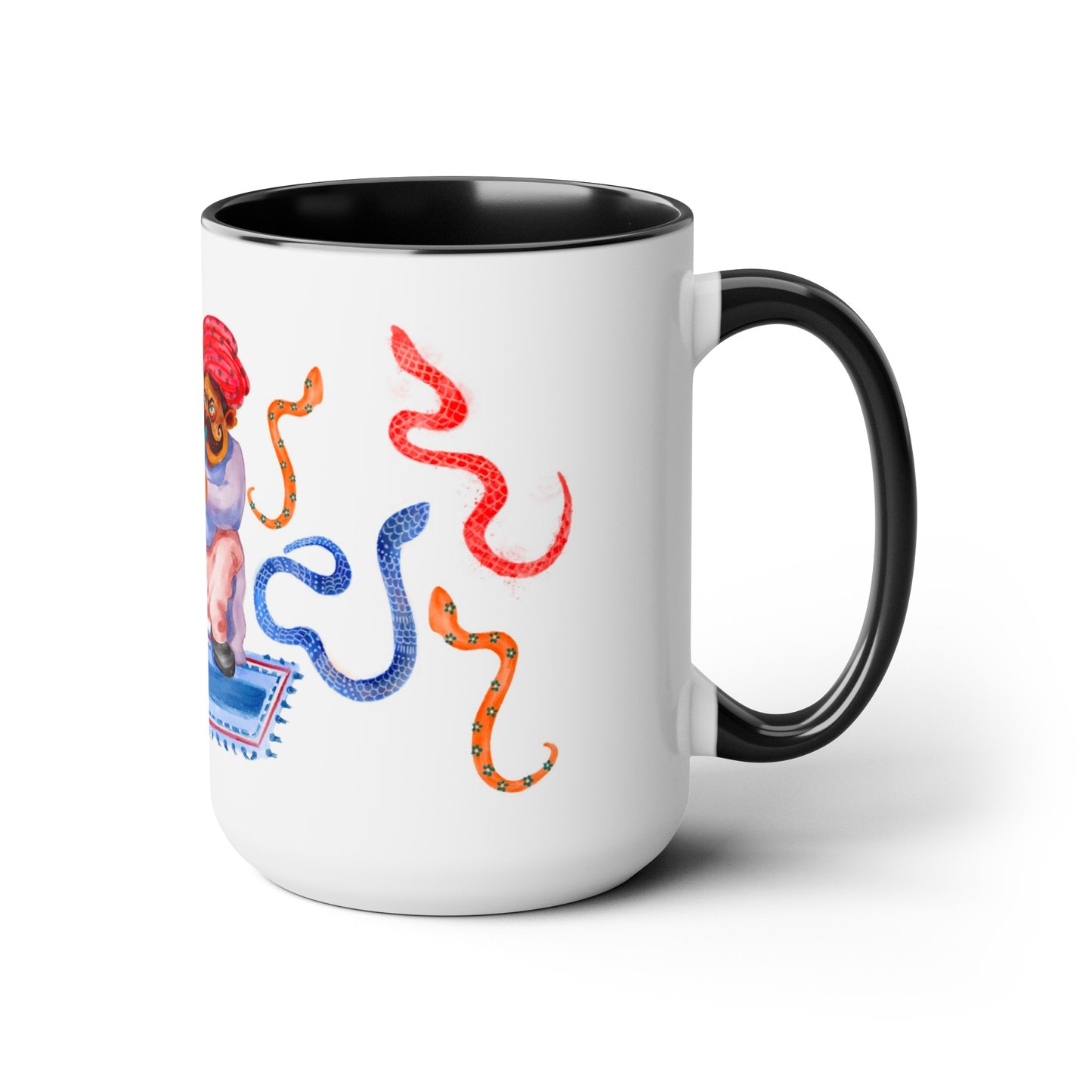 Two-Tone Coffee Mugs, 15oz, Snake Charmer