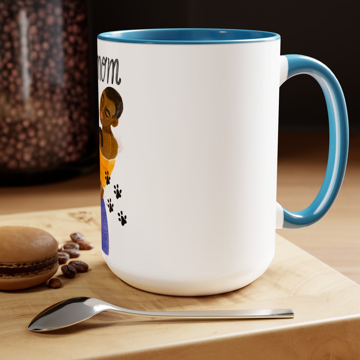 Two-Tone Coffee Mugs, 15oz, Cat Mom