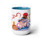Two-Tone Coffee Mugs, 15oz, Snake Charmer