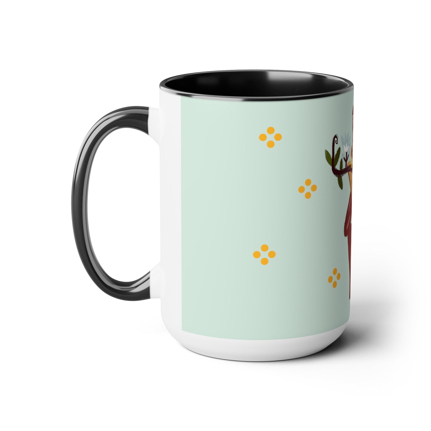 Two-Tone Coffee Mugs, 15oz, Stache Beats