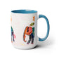 Two-Tone Coffee Mugs, 15oz, Kirigami Elephant Flower