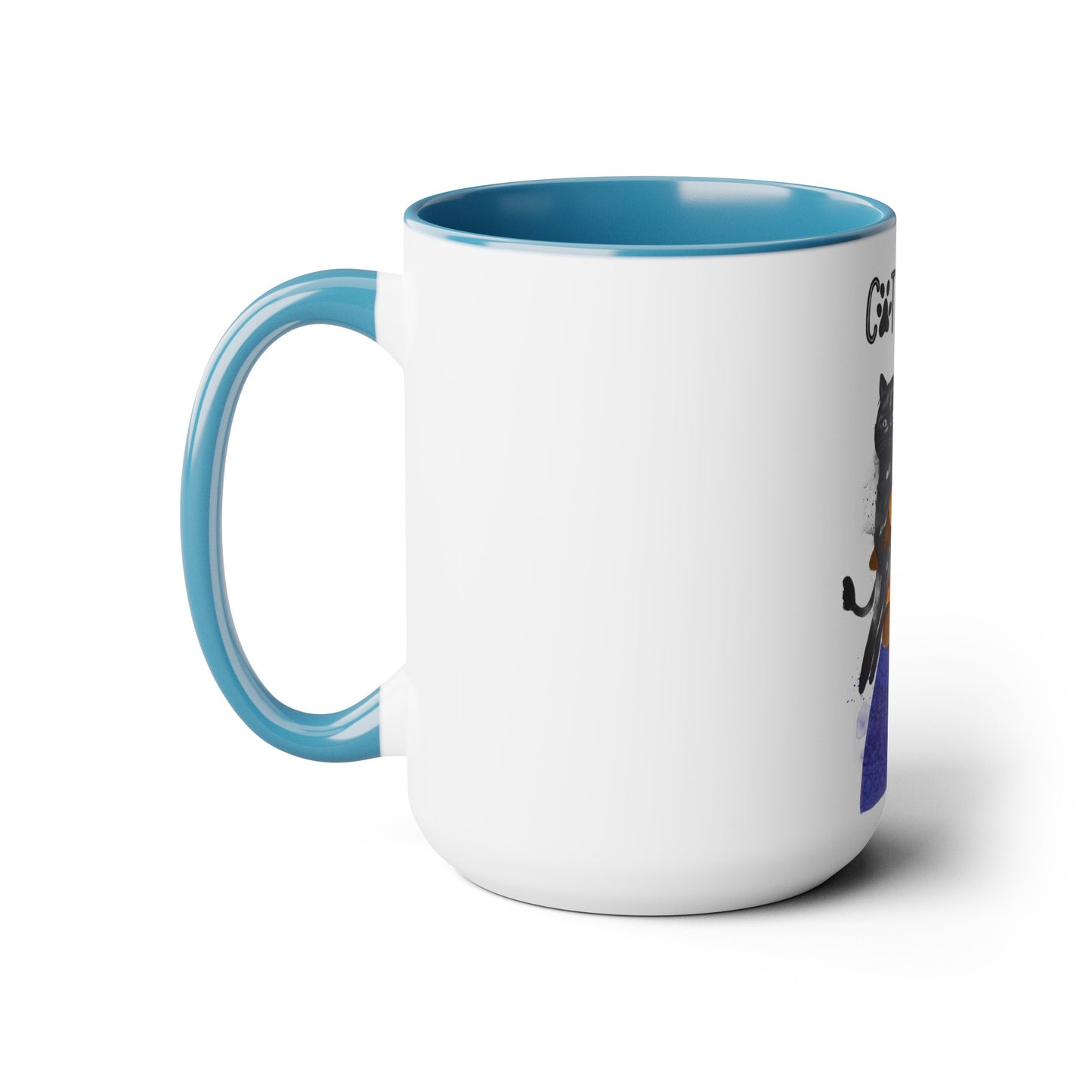 Two-Tone Coffee Mugs, 15oz, Cat Mom