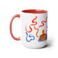 Two-Tone Coffee Mugs, 15oz, Snake Charmer