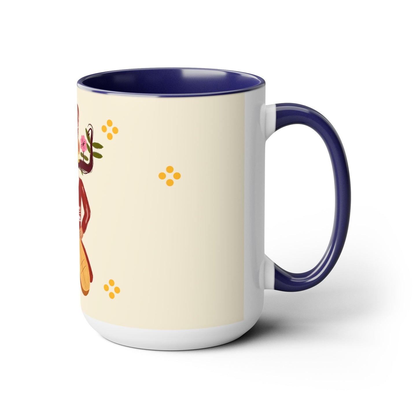 Two-Tone Coffee Mugs, 15oz, Stache Beats