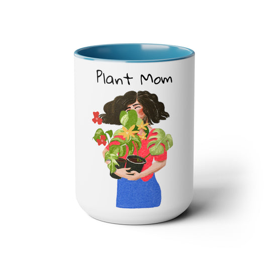 Two-Tone Coffee Mugs, 15oz, Plant Mom