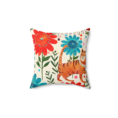 Vintage Kitty Spun Polyester Square Pillow