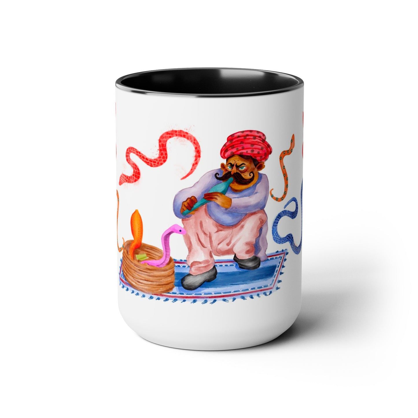 Two-Tone Coffee Mugs, 15oz, Snake Charmer