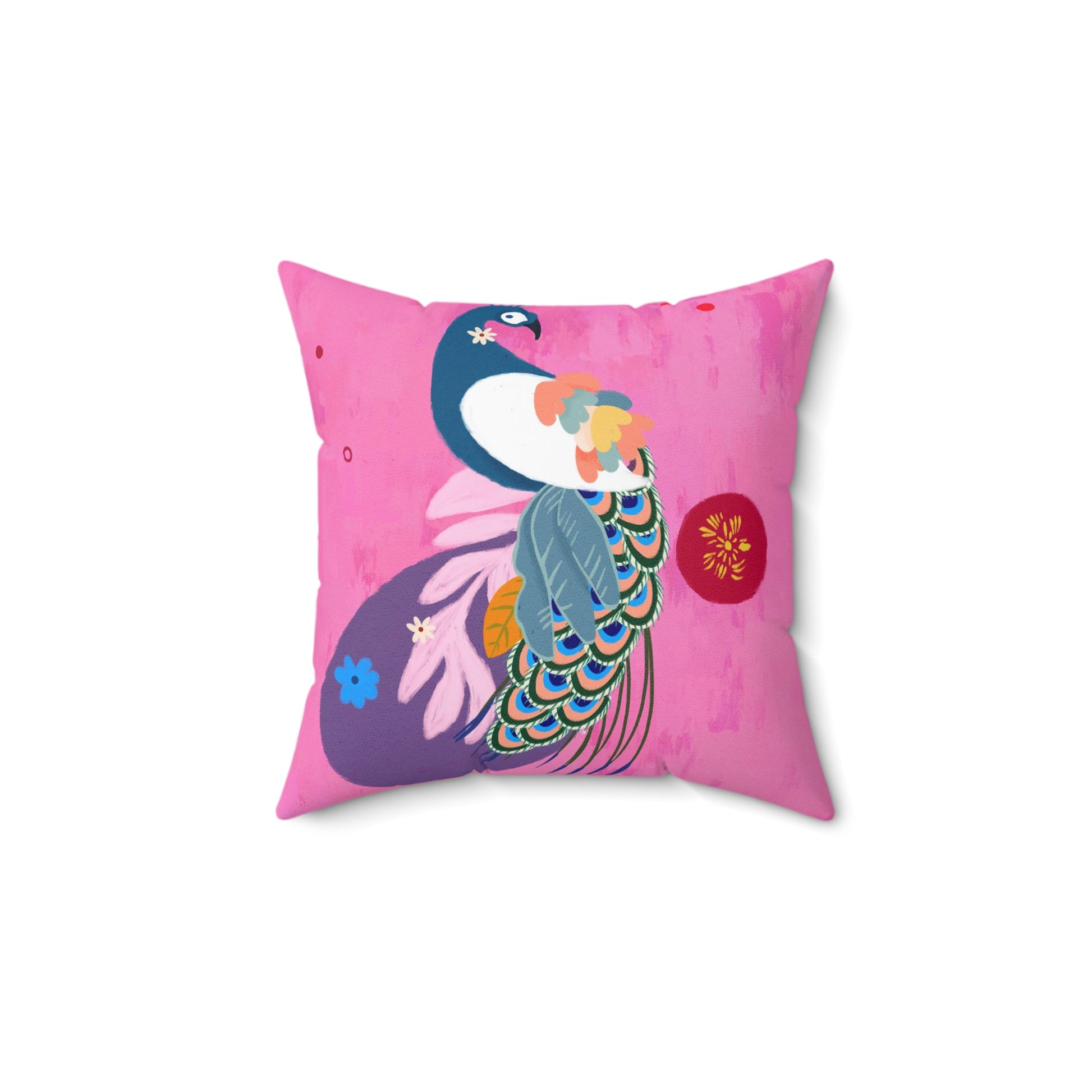 Peacock Spun Polyester Square Pillow