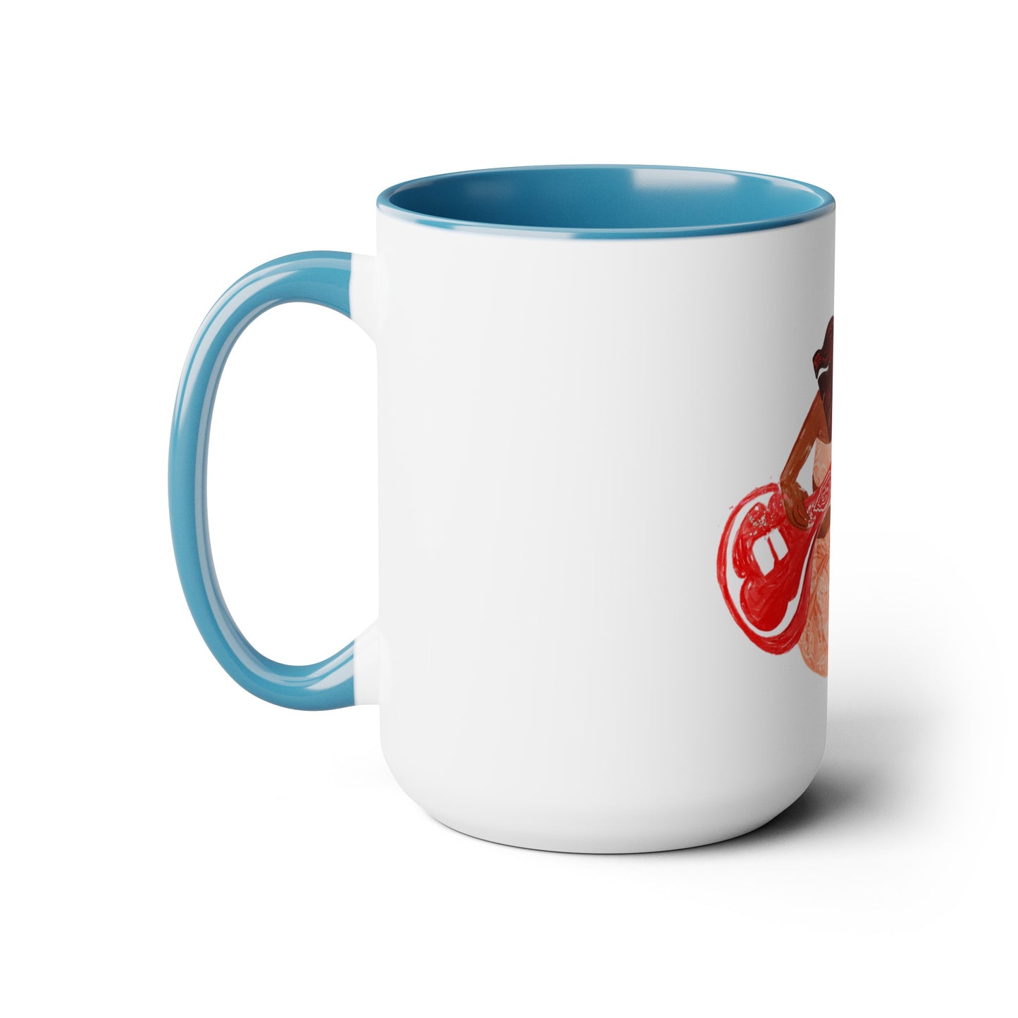 Two-Tone Coffee Mugs, 15oz, Indian Mermaid