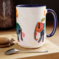 Two-Tone Coffee Mugs, 15oz, Kirigami Elephant Flower