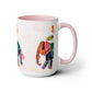 Two-Tone Coffee Mugs, 15oz, Kirigami Elephant Flower