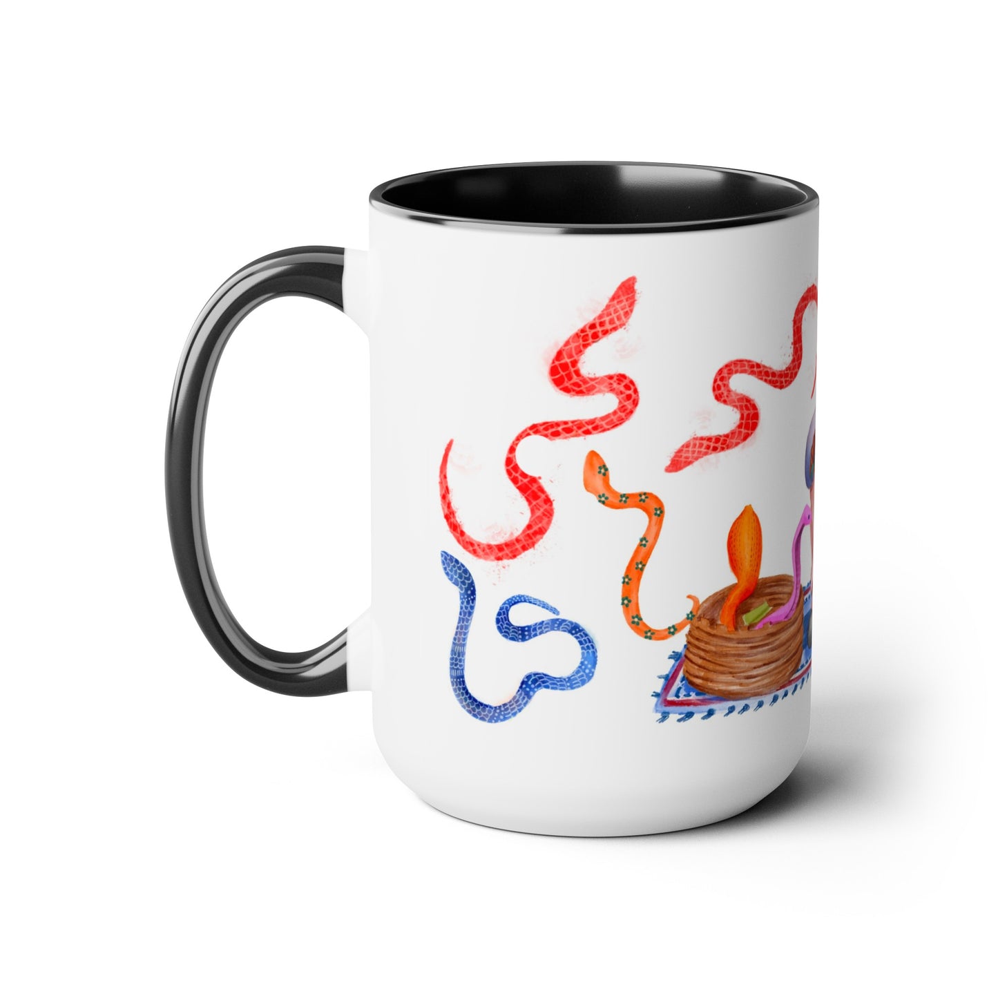Two-Tone Coffee Mugs, 15oz, Snake Charmer
