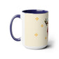Two-Tone Coffee Mugs, 15oz, Stache Beats