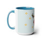 Two-Tone Coffee Mugs, 15oz, Stache Beats
