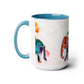 Two-Tone Coffee Mugs, 15oz, Kirigami Elephant Flower