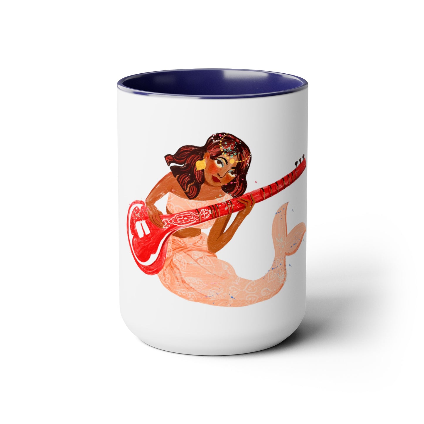Two-Tone Coffee Mugs, 15oz, Indian Mermaid