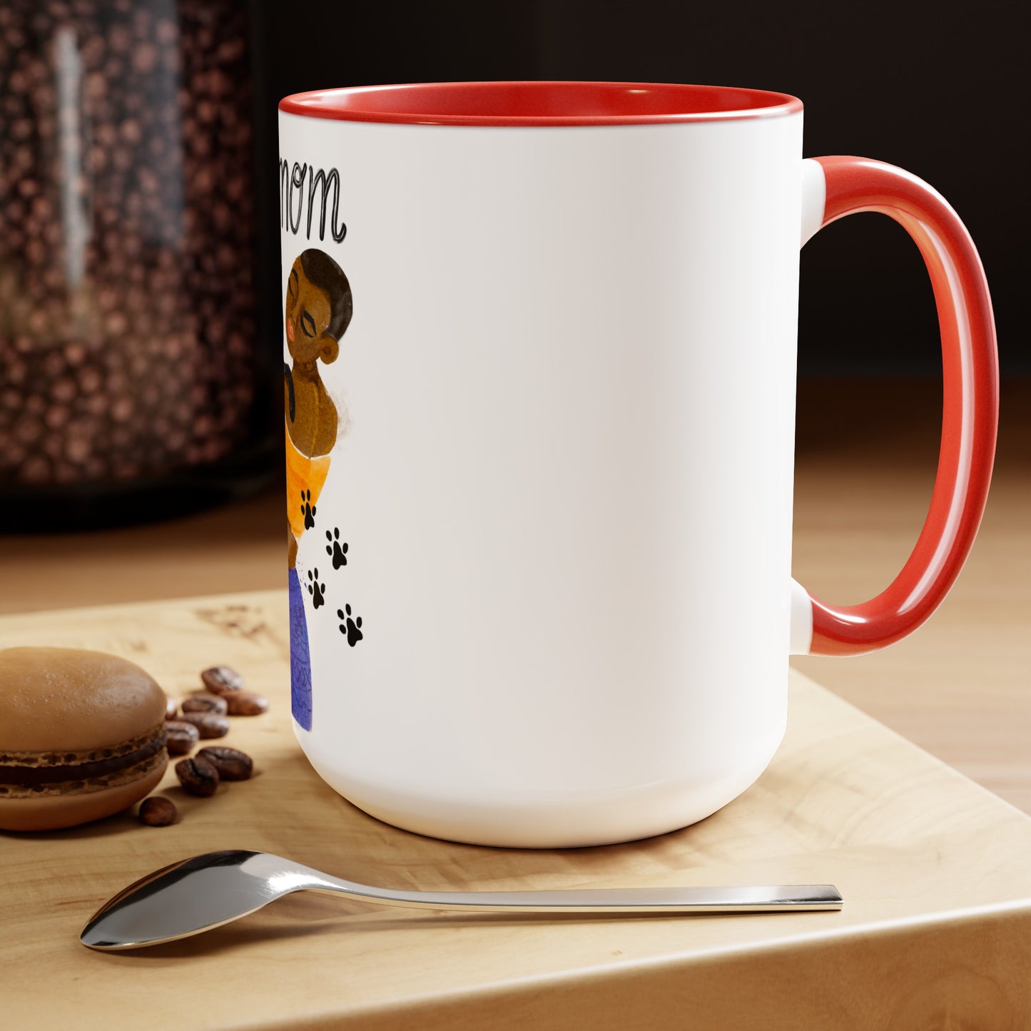 Two-Tone Coffee Mugs, 15oz, Cat Mom