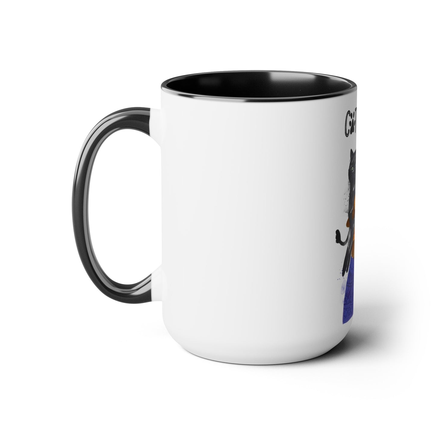 Two-Tone Coffee Mugs, 15oz, Cat Mom