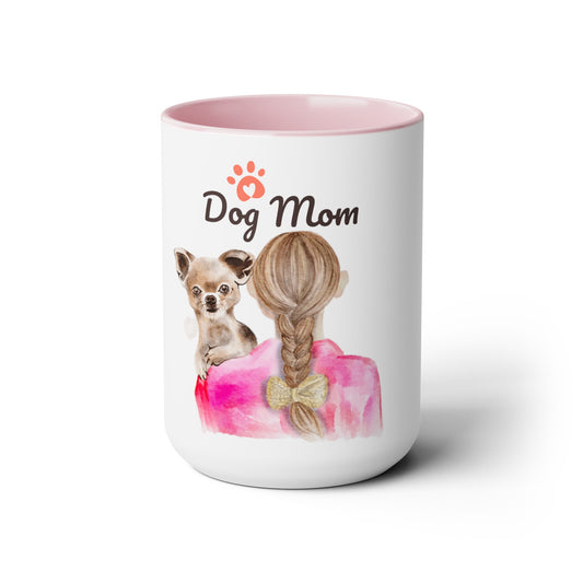 Two-Tone Coffee Mugs, 15oz, Dog Mom