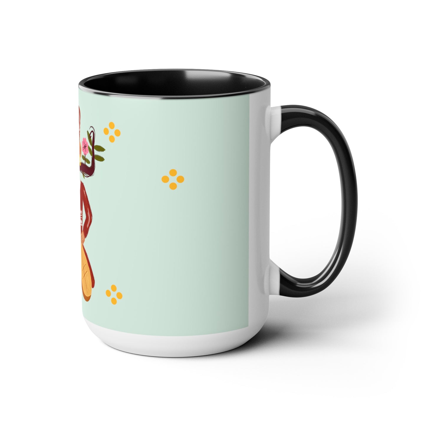 Two-Tone Coffee Mugs, 15oz, Stache Beats