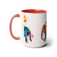 Two-Tone Coffee Mugs, 15oz, Kirigami Elephant Flower