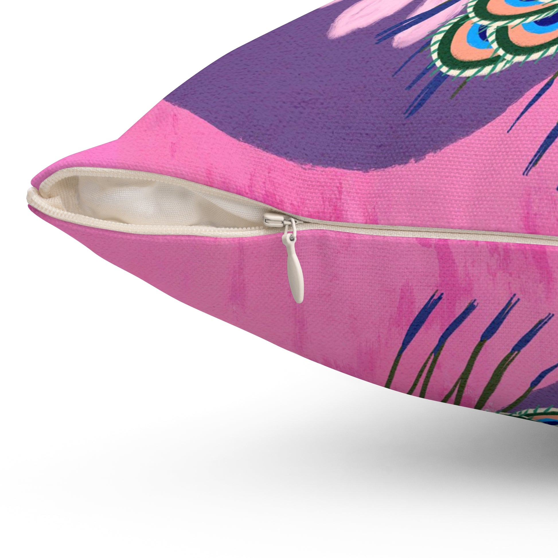 Peacock Spun Polyester Square Pillow