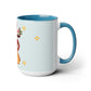 Two-Tone Coffee Mugs, 15oz, Stache Beats