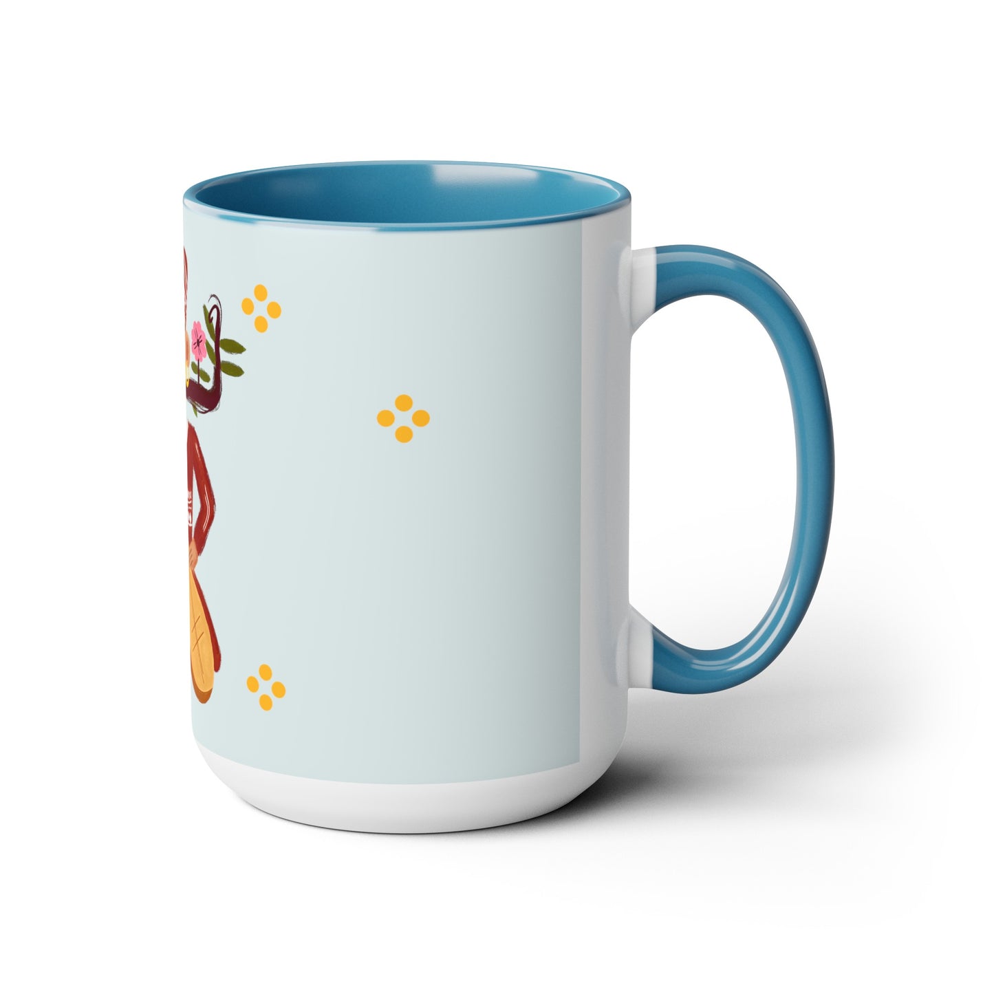 Two-Tone Coffee Mugs, 15oz, Stache Beats