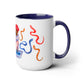 Two-Tone Coffee Mugs, 15oz, Snake Charmer
