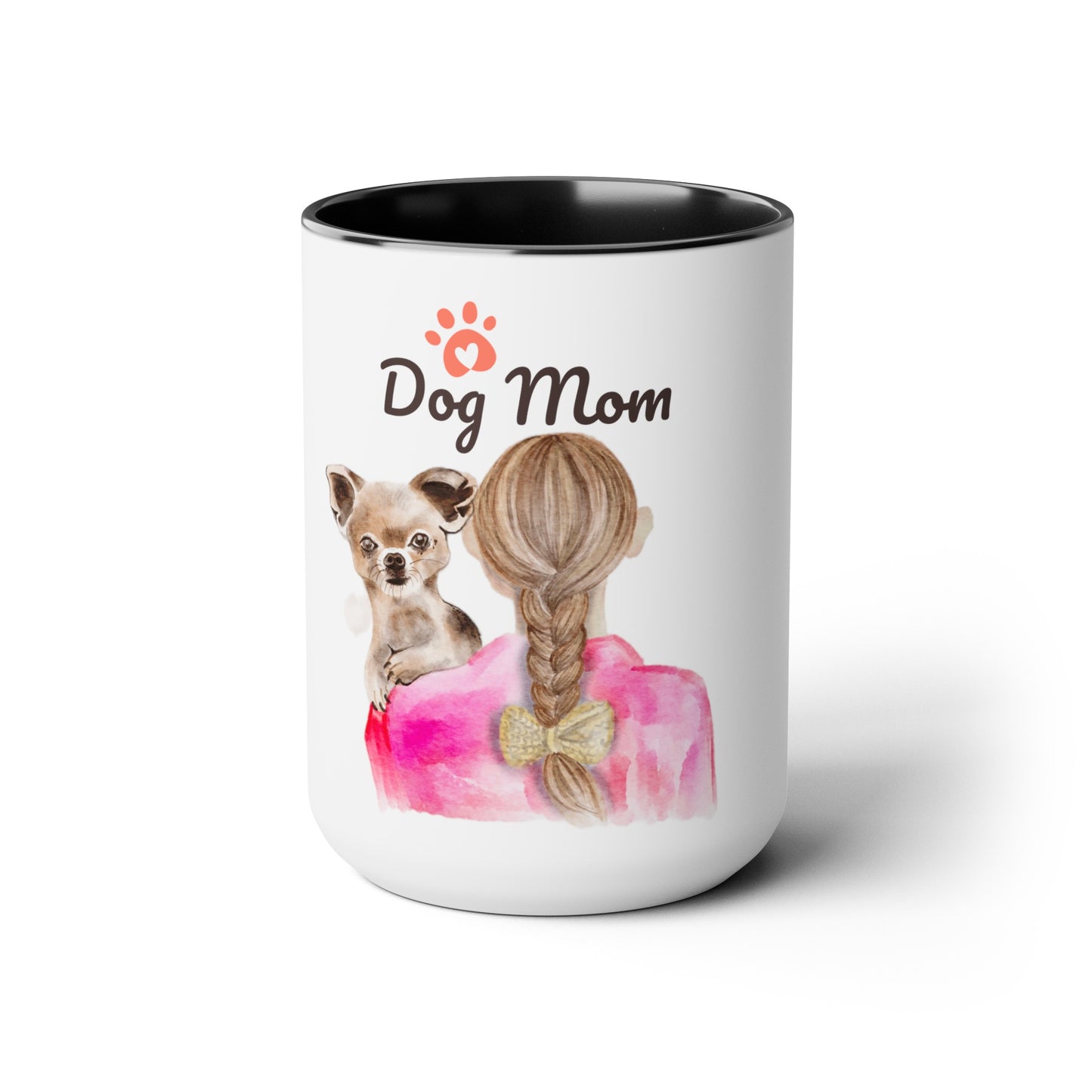 Two-Tone Coffee Mugs, 15oz, Dog Mom