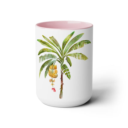Two-Tone Coffee Mugs, 15oz, Go Bananas