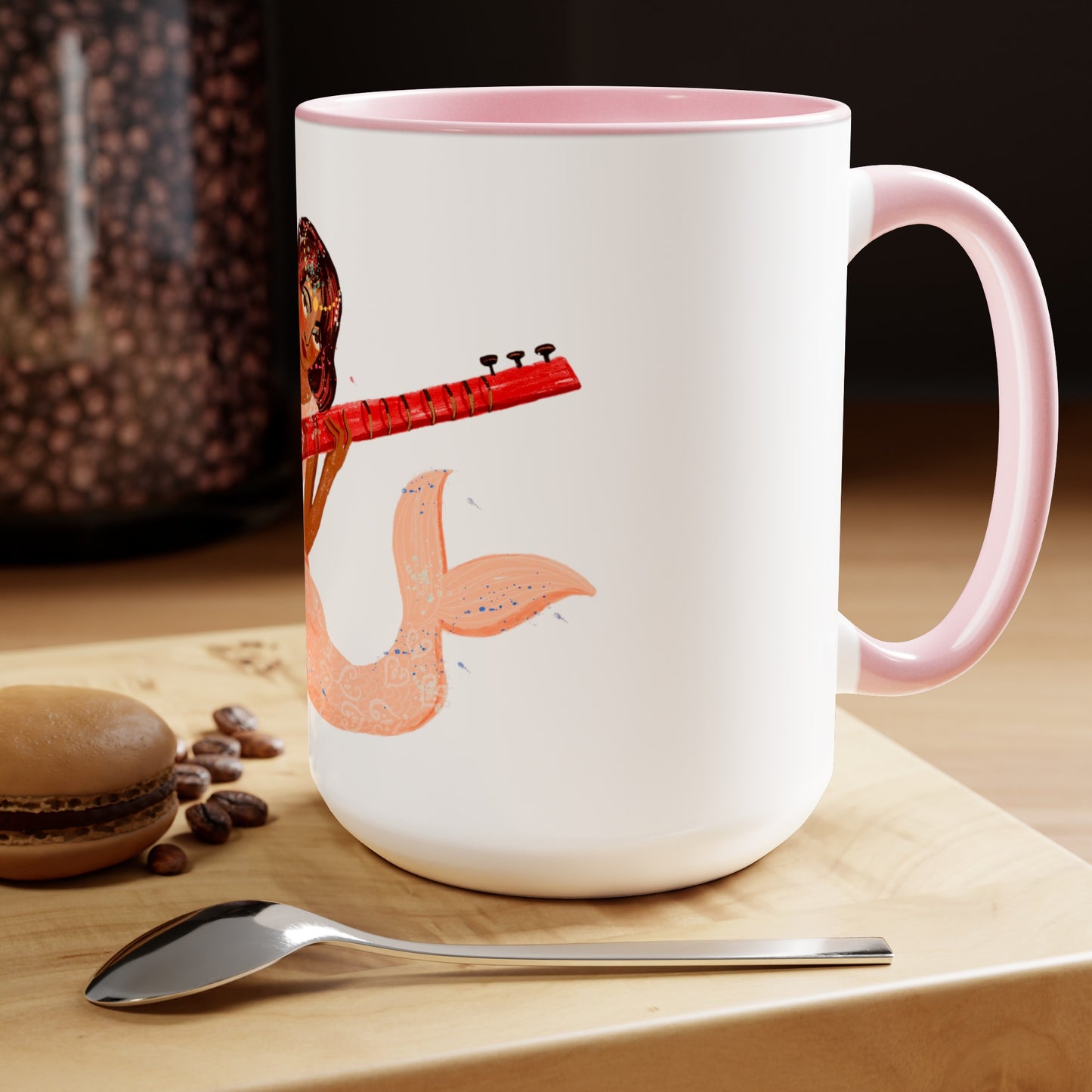Two-Tone Coffee Mugs, 15oz, Indian Mermaid