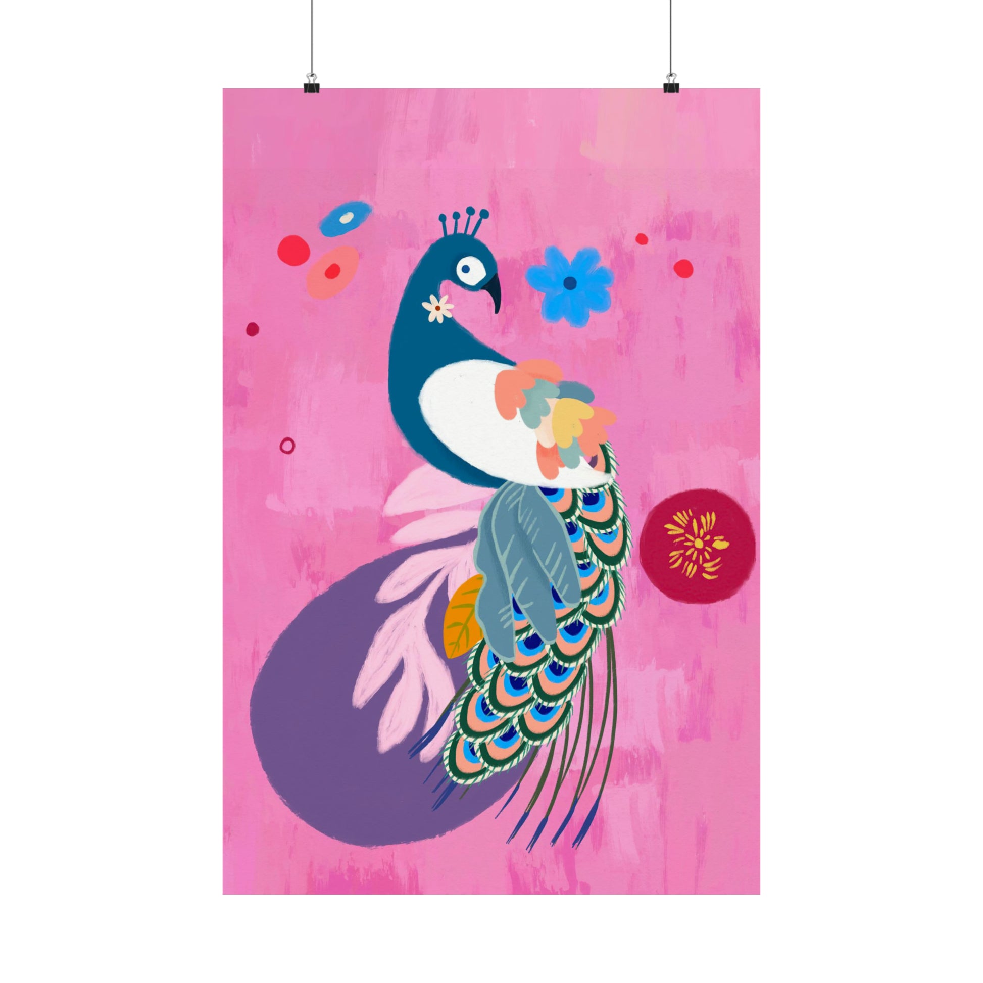 Majestic Peacock Matte Vertical Poster