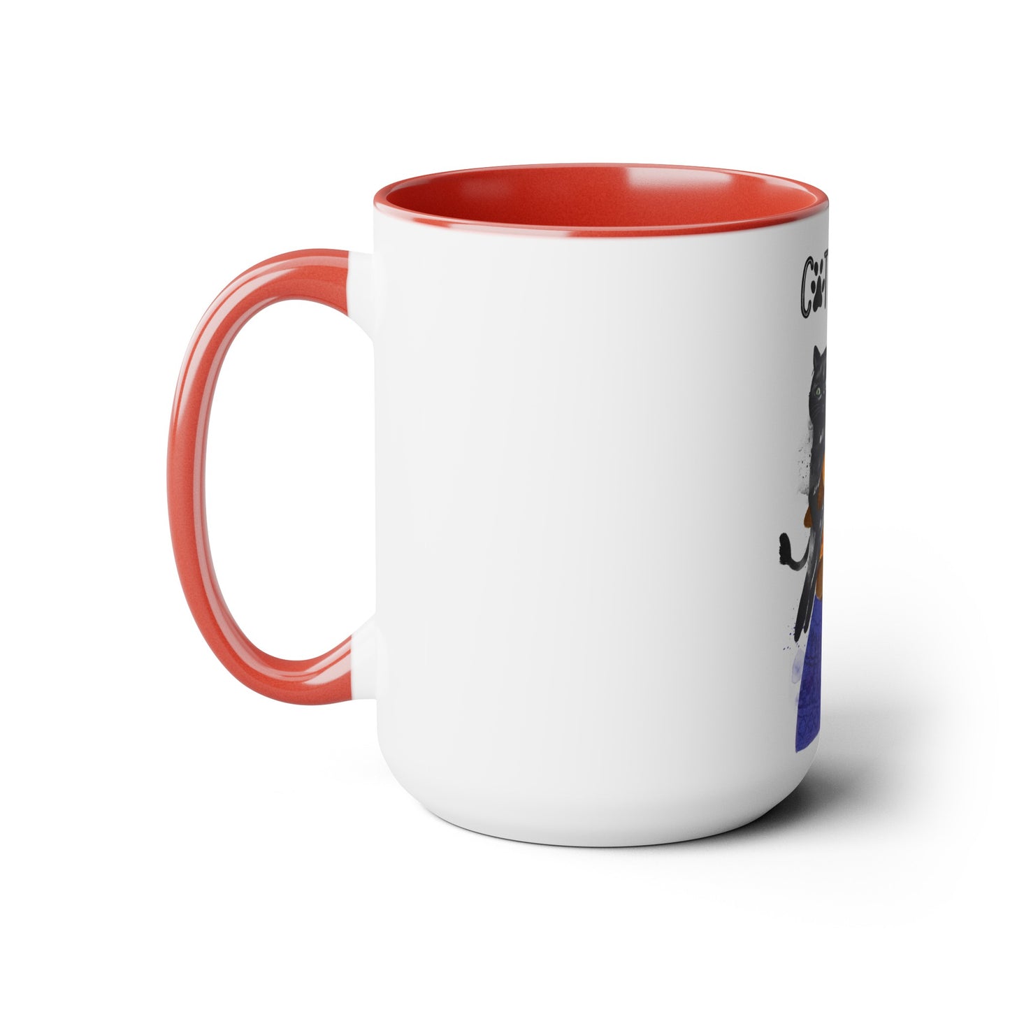 Two-Tone Coffee Mugs, 15oz, Cat Mom
