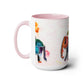 Two-Tone Coffee Mugs, 15oz, Kirigami Elephant Flower