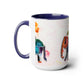 Two-Tone Coffee Mugs, 15oz, Kirigami Elephant Flower