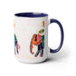 Two-Tone Coffee Mugs, 15oz, Kirigami Elephant Flower