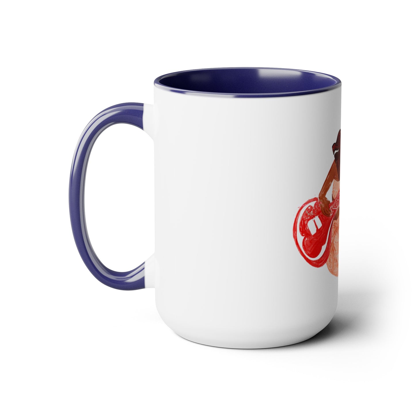 Two-Tone Coffee Mugs, 15oz, Indian Mermaid